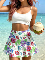 European and American Style Tankini Split Swimming Suits for Women - Braided Skirt Style Belly Covering Anti-Slip Beach Vacation Swimsuits with 8 Color Options