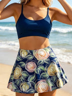 European and American Style Tankini Split Swimming Suits for Women - Braided Skirt Style Belly Covering Anti-Slip Beach Vacation Swimsuits with 8 Color Options