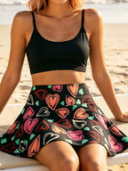 European and American Style Tankini Split Swimming Suits for Women - Braided Skirt Style Belly Covering Anti-Slip Beach Vacation Swimsuits with 8 Color Options