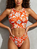 High Neck Cut‑Out Two‑Piece Bikini Set